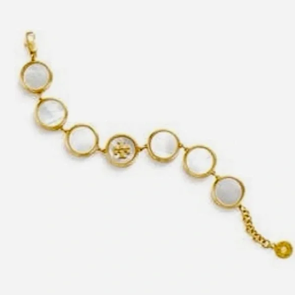 Authentic Tory Burch Gold and Cream Cocktail Statement Bracelet - Picture 11 of 13